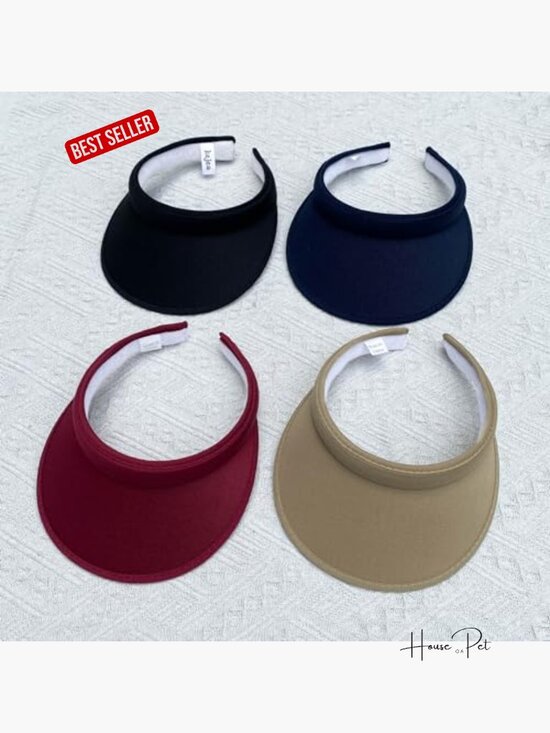 4 Pack Clip on Cotton Wide Brim Sun Visor Hats for Women Men  display picture 2